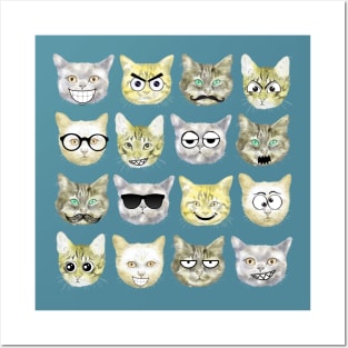 Funny cat faces Posters and Art